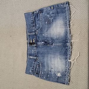 EUC Forever 21 Paint Splatter & Distressed Denim Mini Skirt Size:S/0/25